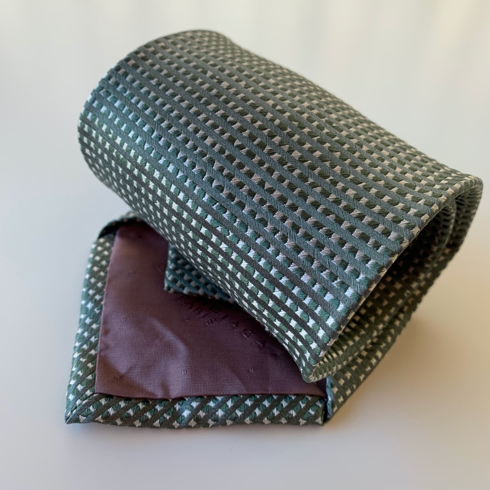 BALENCIAGA GREEN PATTERN MENS TIE - Picture 6 of 6
